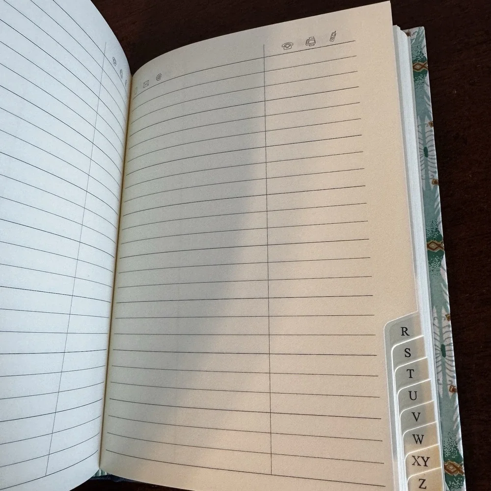 Address Book Tabbed Teal Green Abstract Cover 6.75x5x.50